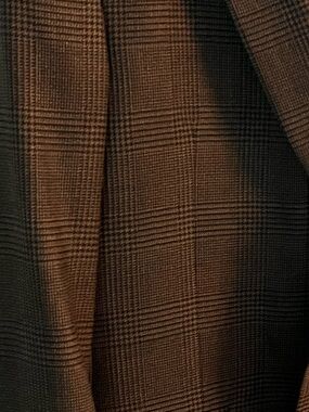 Jos A Bank Suit Jacket 100% Wool Blazer Mens 44X Rich Brown Modern Glen Plaid